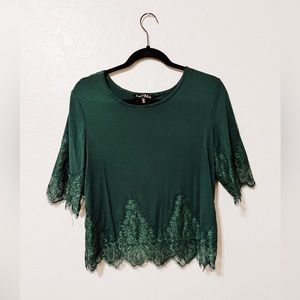 Pretty dark green boho lacy top